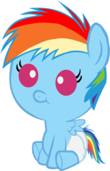 Size: 607x940 | Tagged: dead source, safe, artist:megarainbowdash2000, rainbow dash, g4, baby, baby dash, cute, dashabetes, diaper, female, filly, filly rainbow dash, foal, simple background, solo, transparent background, vector, younger