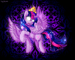 Size: 2500x2000 | Tagged: dead source, safe, artist:twigileia, twilight sparkle, alicorn, pony, g4, female, glowing eyes, high res, magic overload, mare, solo, super saiyan princess, twilight sparkle (alicorn)