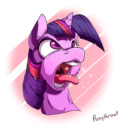 Size: 600x600 | Tagged: dead source, safe, artist:php187, twilight sparkle, pony, g4, burp, drool, female, maw, mawshot, open mouth, portrait, royalty, silly face, solo, tongue out, uvula