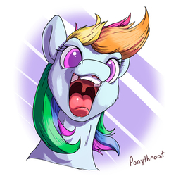 Size: 600x600 | Tagged: safe, artist:php187, rainbow dash, g4, bust, colored pupils, female, happy, looking at you, maw, mawshot, open mouth, portrait, silly face, solo, tongue out, uvula