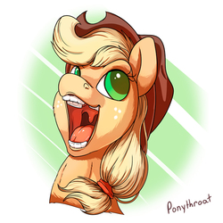 Size: 600x600 | Tagged: safe, artist:php187, applejack, earth pony, pony, g4, bust, colored pupils, cowboy hat, female, happy, hat, maw, mawshot, nose in the air, open mouth, portrait, predajack, silly face, solo, stetson, throat bulge, tongue out, uvula