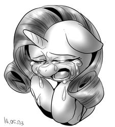 Size: 727x804 | Tagged: safe, artist:nekubi, rarity, g4, crying, female, grayscale, monochrome, solo