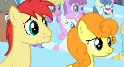 Size: 640x346 | Tagged: safe, screencap, applejack, berry punch, berryshine, bon bon, carrot top, cherry berry, don neigh, golden harvest, meadow song, pinkie pie, rarity, star bright, sunshower raindrops, sweetie drops, twinkleshine, upper east side, earth pony, pegasus, pony, unicorn, equestria games (episode), g4, animated, animation error, background pony, biting, cringing, equestria games, eyelashes, female, hat, hoof biting, hub logo, hubble, male, mare, stallion, the hub, unnamed character, unnamed pony