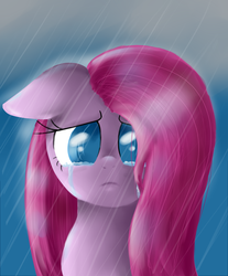 Size: 2900x3500 | Tagged: safe, artist:pumpkinkikile, pinkie pie, g4, crying, female, high res, rain, solo, wet