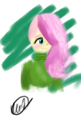 Size: 640x960 | Tagged: artist needed, safe, fluttershy, human, g4, clothes, female, solo, sweater, sweatershy