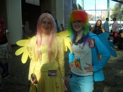 Size: 3648x2736 | Tagged: safe, fluttershy, rainbow dash, human, g4, cosplay, high res, irl, irl human, photo