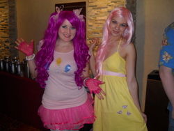 Size: 3648x2736 | Tagged: safe, artist:satohai, fluttershy, pinkie pie, human, g4, cosplay, high res, irl, irl human, photo