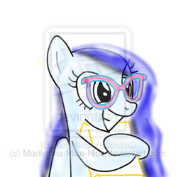 Size: 600x604 | Tagged: safe, artist:marilianna-mice-nice, oc, oc only, book, excited, glasses, grin, nerd pony, smiling, solo