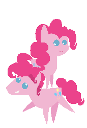 Size: 535x782 | Tagged: safe, artist:the-papernes-guy, pinkie pie, g4, animated, bubble berry, eye contact, female, gif, grin, male, pointy ponies, ponies riding ponies, pronking, riding, rule 63, self ponidox, self riding, selfcest, ship:bubblepie, shipping, smiling, straight