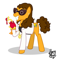 Size: 962x977 | Tagged: safe, artist:the-papernes-guy, boneless, cheese sandwich, earth pony, pony, g4, it's all about the pentiums, male, rubber chicken, simple background, solo, stallion, transparent background