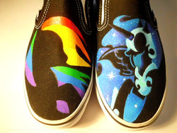 Size: 1500x1125 | Tagged: safe, artist:seriouslysavage, nightmare moon, rainbow dash, g4, clothes, customized toy, shoes