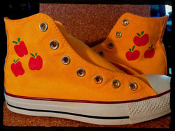Size: 1024x768 | Tagged: safe, artist:seriouslysavage, applejack, g4, clothes, converse, customized toy, cutie mark, shoes