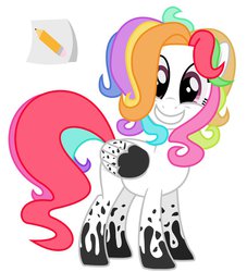 Size: 852x938 | Tagged: safe, artist:roselladoll1, pony, don't hug me i'm scared, female, looking at you, mare, notepad (dhmis), ponified, solo