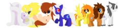 Size: 3877x870 | Tagged: safe, oc, oc only, alicorn, earth pony, pegasus, pony, unicorn, alicorn oc, group