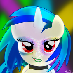 Size: 1000x1000 | Tagged: safe, artist:shuyin, artist:shuyink, dj pon-3, vinyl scratch, g4, female, lipstick, looking at you, makeup, solo
