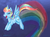 Size: 646x477 | Tagged: safe, artist:chimaerok, rainbow dash, g4, crystallized, eyes closed, female, flying, rainbow trail, solo, trail