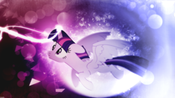 Size: 1920x1080 | Tagged: safe, artist:cr4zyppl, artist:vector-brony, edit, twilight sparkle, alicorn, pony, g4, female, flying, lens flare, magic, mare, solo, spread wings, twilight sparkle (alicorn), vector, wallpaper, wallpaper edit, wings