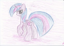 Size: 2338x1700 | Tagged: safe, artist:kvedja, twilight sparkle, alicorn, pony, g4, butt, female, mare, plot, solo, traditional art, twilight sparkle (alicorn)