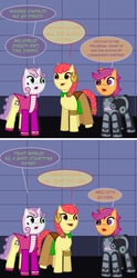 Size: 800x1610 | Tagged: safe, apple bloom, scootaloo, sweetie belle, g4, ask-twilightvi, mass effect