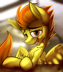 Size: 1936x2207 | Tagged: safe, artist:ralek, spitfire, pegasus, pony, g4, cute, female, looking at you, solo