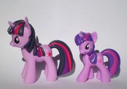 Size: 1024x717 | Tagged: safe, twilight sparkle, pony, unicorn, g4, blind bag, comparison, female, figure, irl, photo, toy
