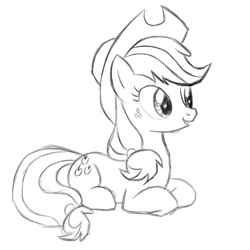 Size: 2048x2048 | Tagged: artist needed, source needed, safe, applejack, g4, female, hat, high res, monochrome, sitting, sketch, solo