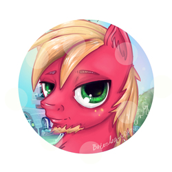 Size: 3000x3000 | Tagged: safe, artist:czbaterka, big macintosh, earth pony, pony, g4, bedroom eyes, button, goatee, high res, looking at you, male, smiling, solo, stallion