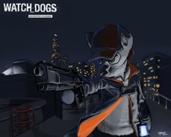 Size: 999x799 | Tagged: safe, artist:chickhawk96, pony, aiden pearce, beretta, gun, pistol, ponified, solo, watch dogs