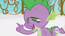 Size: 1280x720 | Tagged: safe, screencap, spike, equestria games (episode), g4, fgsfds, hub logo, male, solo, stoner spike