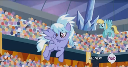 Size: 1920x1012 | Tagged: safe, screencap, cloudchaser, helia, equestria games (episode), g4, equestria games, hub logo, ice, stadium, trampoline