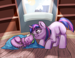 Size: 2000x1545 | Tagged: safe, artist:blindcoyote, spike, twilight sparkle, g4, baby spike, blank flank, chubby, kallisti, mama twilight, sleeping, spikelove