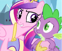 Size: 656x540 | Tagged: safe, edit, edited screencap, screencap, princess cadance, spike, alicorn, pony, equestria games (episode), g4, >rape, animated, bedroom eyes, duo, eyebrow wiggle, eyebrows, female, frown, grin, hug, male, out of context, raised eyebrow, ship:spikedance, shipping, slender, smiling, straight, stranger danger, thin, worried