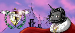 Size: 1024x446 | Tagged: safe, artist:taekwon-magic, oc, oc only, oc:black wolf, pony, unicorn, beard