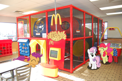 Size: 3008x2000 | Tagged: safe, apple bloom, scootaloo, sweetie belle, g4, cutie mark crusaders, high res, irl, mcdonald's, photo, play place, ponies in real life