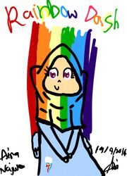 Size: 792x1102 | Tagged: safe, artist:muslimfluttershy, rainbow dash, human, g4, 1000 hours in ms paint, female, hijab, humanized, islam, ms paint, solo, winged humanization