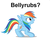 Size: 579x489 | Tagged: safe, rainbow dash, pegasus, pony, g4, bellyrubs, bronybait, caption, excited, female, mare, solo