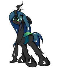 Size: 4000x5000 | Tagged: safe, artist:turtlefarminguy, queen chrysalis, changeling, changeling queen, g4, blushing, crown, female, jewelry, regalia, solo