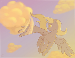 Size: 800x618 | Tagged: safe, artist:screaminglama, derpy hooves, pegasus, pony, g4, cloud, cloudy, female, mare, muffin, solo