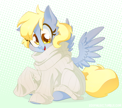 Size: 900x796 | Tagged: safe, artist:egophiliac, derpy hooves, pegasus, pony, g4, clothes, cute, derpabetes, female, mare, oversized clothes, solo, sweater