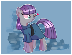 Size: 4100x3110 | Tagged: safe, artist:xwhitedreamsx, boulder (g4), maud pie, g4, blushing, female, heart, smiling, solo, when she smiles