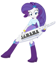 Size: 3056x3472 | Tagged: safe, artist:negasun, rarity, equestria girls, g4, my little pony equestria girls: rainbow rocks, blouse, boots, bracelet, clothes, female, high res, jewelry, keytar, musical instrument, shoes, simple background, skirt, solo, transparent background, vector