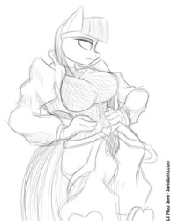 Size: 500x645 | Tagged: safe, artist:lil miss jay, maud pie, earth pony, anthro, g4, breasts, busty maud pie, dio brando, female, jojo's bizarre adventure, monochrome, muda pie, parody, solo