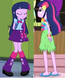 Size: 588x705 | Tagged: safe, screencap, twilight sparkle, equestria girls, g4, my little pony equestria girls: rainbow rocks, clothes, grass skirt, hawaiian, hula, hulalight, sandals, skirt