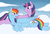 Size: 1008x691 | Tagged: safe, artist:the-chibster, rainbow dash, twilight sparkle, alicorn, pony, g4, blushing, cloud, cloudy, earring, female, lesbian, mare, necklace, ship:twidash, shipping, twilight sparkle (alicorn)