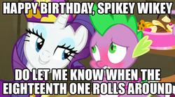 Size: 631x351 | Tagged: safe, edit, edited screencap, screencap, rarity, spike, dragon, pony, unicorn, dragon quest, g4, apron, blushing, caption, clothes, female, image macro, male, mare, meme, rarity's bad pickup lines, ship:sparity, shipping, straight