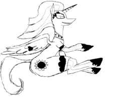 Size: 3200x2500 | Tagged: safe, artist:gustav tremendous, princess celestia, g4, female, high res, monochrome, solo