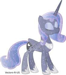 Size: 4356x5000 | Tagged: safe, artist:ex-machinart, princess luna, alicorn, crystal alicorn, crystal pony, pony, g4, absurd resolution, alternate hairstyle, crystallized, eyes closed, female, simple background, solo, transparent background, vector