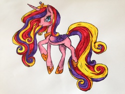 Size: 3264x2448 | Tagged: safe, artist:azrael2010, princess cadance, g4, blank flank, female, high res, solo, traditional art