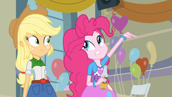 Size: 1366x768 | Tagged: safe, screencap, applejack, pinkie pie, equestria girls, g4