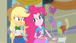 Size: 1366x768 | Tagged: safe, screencap, applejack, pinkie pie, equestria girls, g4